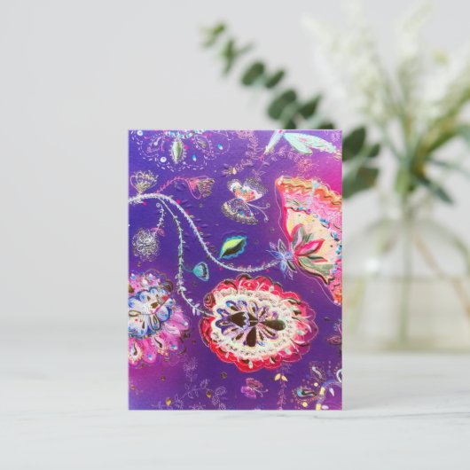 Lila Rosa Schmetterling Blumengarten Postkarte (Stehend Vorderseite)