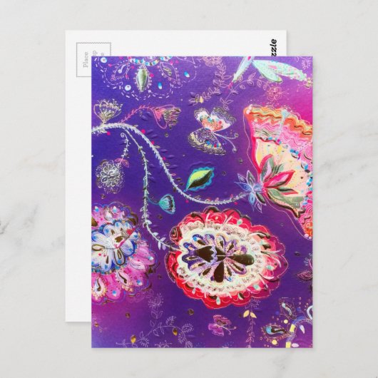 Lila Rosa Schmetterling Blumengarten Postkarte (Vorne/Hinten)