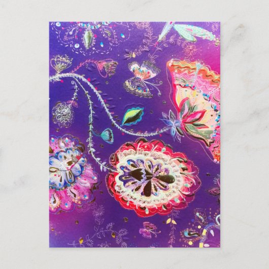 Lila Rosa Schmetterling Blumengarten Postkarte (Vorderseite)