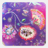 Lila Rosa Schmetterling Blumengarten Quadratischer Aufkleber (Vorderseite)