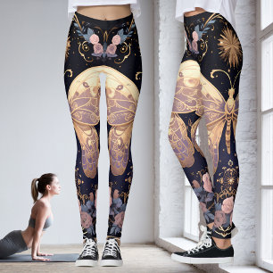 Lila-Rosa-Schmetterling-Yoga Leggings