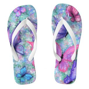 Lila rosa Schmetterlinge Flip Flops Badesandalen