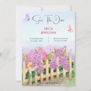 Lila Rosa Schmetterlinge Gartenhochzeit Save The Date