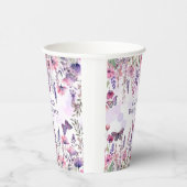 Lila rosa Schmetterlinge und Wildblumen Pappbecher (Rechts)