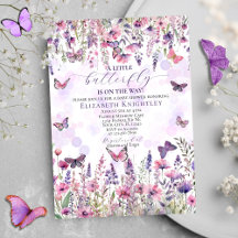 Lila Rosa Schmetterlinge & Wildblumen Kinderdusche