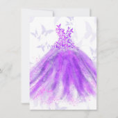 Lila & rosa Schmetterlingskleid Quinceañera Einladung (Rückseite)