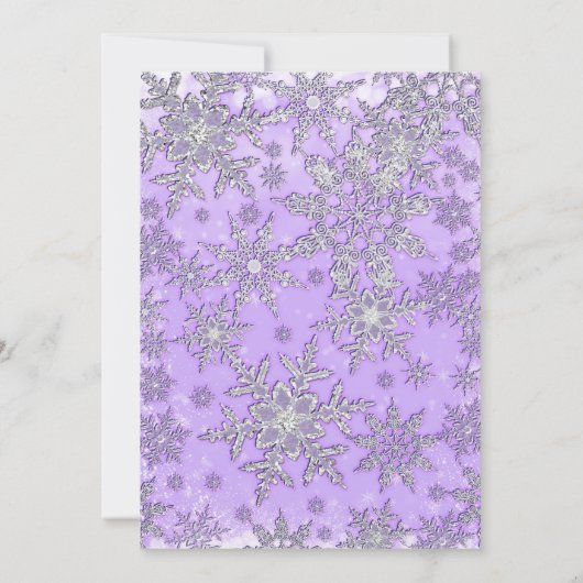 Lila Rosa Schneeflocken Winter Brautparty Einladung (Rückseite)