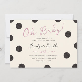 Lila Rosa Schwarze Punkte Baby Shower Einladung