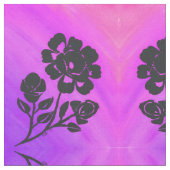 Lila-rosa Schwarze Silhouette Rose 56" Stoff (Nahaufnahme)