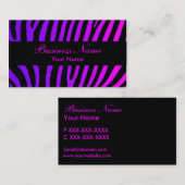 Lila rosa schwarzer Zebra stripes Visitenkarte (Vorne/Hinten)