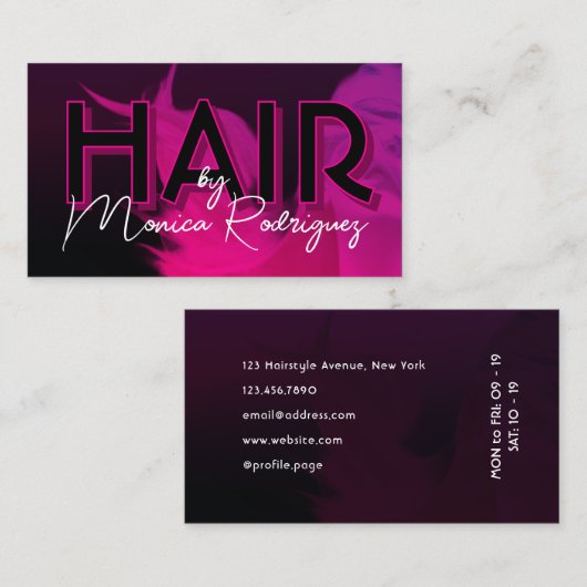 Lila rosa schwarzes Haar Visitenkarte (Vorne/Hinten)