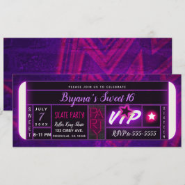 Lila rosa Schwarzes Licht Glow Geburtstagsparty Ti Einladung
