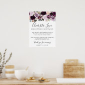 Lila Rosa-Signatur-Cocktails Hochzeitszeichen Poster (Küche)