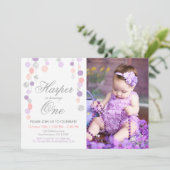 Lila rosa silberne Glitzer-Geburtstagseinladung Einladung (Stehend Vorderseite)