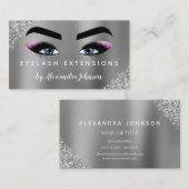 Lila rosa Silver Glitzer Eyelash Extensions Visitenkarte (Vorne/Hinten)