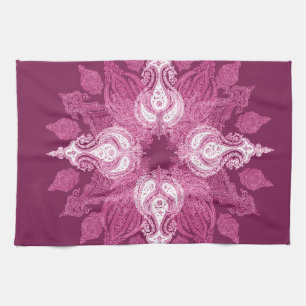 Lila rosa Sonne-Blume Paisley-Rades Küchentuch
