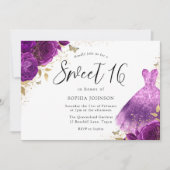 Lila rosa Sparkle Dress Rose Sweet 16 Party Einladung (Vorderseite)