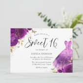 Lila rosa Sparkle Dress Rose Sweet 16 Party Einladung (Stehend Vorderseite)