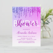 Lila rosa Sparkle Glitzer Brautparty Einladung (Stehend Vorderseite)