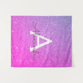 Lila-Rosa-Sparkle-Glitzer-Monogramm-Tapestyle Wandteppich (Vorderseite (Horizontal))