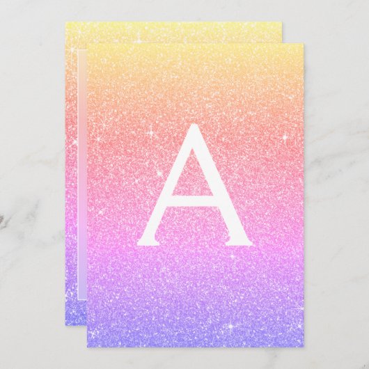 Lila rosa Sparkle Glitzer Taufe Einladung (Vorne/Hinten)