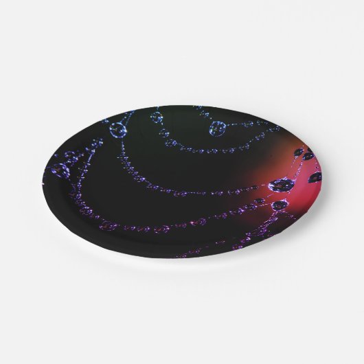 Lila rosa Spiderweb Juwel Pappteller (Schrägansicht)