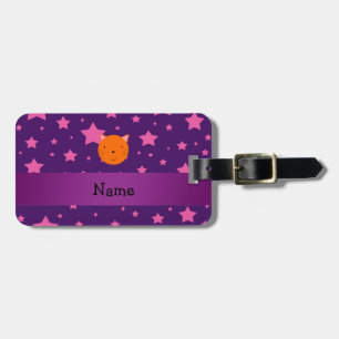 Lila rosa Stern des personalisierten orange Gepäckanhänger