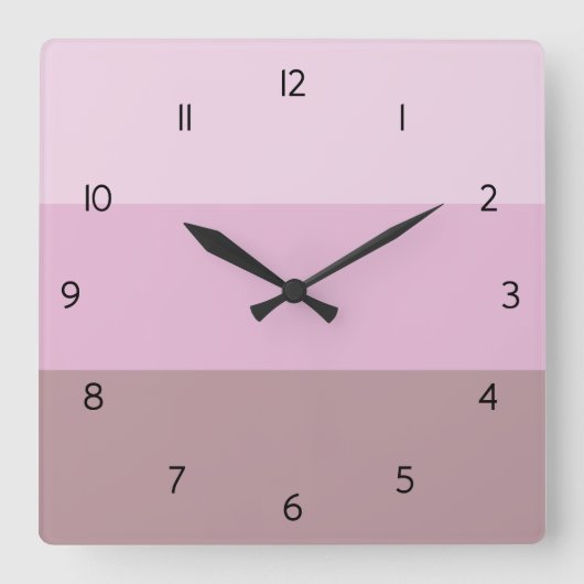 Lila rosa Streifen Ombre Quadratische Wanduhr (Vorderseite)
