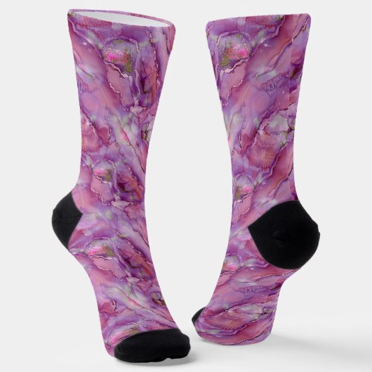 Lila-rosa Swirling-Marmor Socken (Gewinkelt)