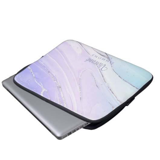 Lila rosa Tosca Ombre Marble anpassbar Laptopschutzhülle (Vorne Knopf)