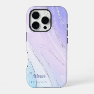 Lila Rosa Tosca Ombre Marmor Anpassbar iPhone 16 Pro Hülle