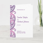 Lila & rosa Traditionelle Paisley Wedding Programm (Vorderseite)