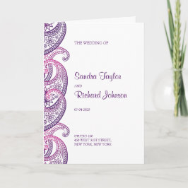 Lila & rosa Traditionelle Paisley Wedding Programm