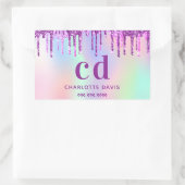 Lila-rosa Tropfen holografisch Rechteckiger Aufkleber (Tasche)