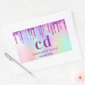 Lila-rosa Tropfen holografisch Rechteckiger Aufkleber (Umschlag)