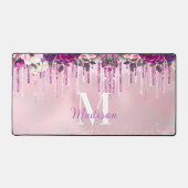 Lila rosa tropfende Glitzer, Monogramm Schreibtischunterlage (Vorderseite)