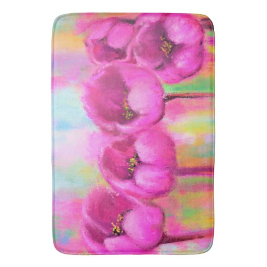 Lila Rosa Tulips Badematte (Vorderseite Vertikal)