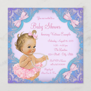 Lila Rosa Tüll Mädchen Baby Shower Einladung