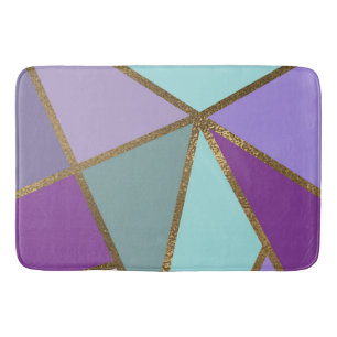 Lila Rosa Türkis Türkisblau & Bronze Gold Geometri Badematte