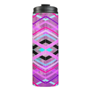 Lila Rosa-u. Aqua-geometrische Überfahrt-Streifen Thermosbecher