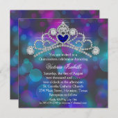 Lila Rosa und Aquamarines Blau Quinceanera Einladung (Vorne/Hinten)