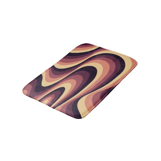 Lila, rosa und beige abstrakte, wirbelfarbene Gest Badematte (Schrägansicht)