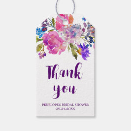 Lila Rosa und Blau Blumen Brautparty Vielen Dank Geschenkanhänger