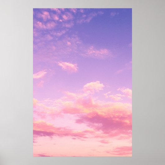 Lila Rosa und blau Sommer Himmelswolke Sonnenunter Poster (Vorne)