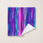 Lila, rosa und blaue Abstrakte Streifen Badhandtuch Set (Waschlappen)