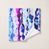 Lila, rosa und blaue Abstrakte Streifen Badhandtuch Set (Waschlappen)
