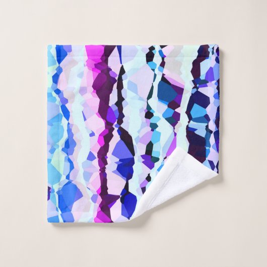 Lila, rosa und blaue Abstrakte Streifen Badhandtuch Set (Waschlappen)