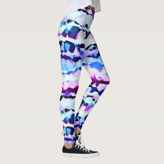 Lila, rosa und blaue Abstrakte Streifen Leggings (Rechts)