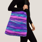 Lila, rosa und blaue Abstrakte Streifen Tragetaschen Mit Langen Trägern (Von Nahem)