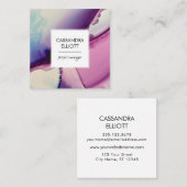 Lila, rosa und blaue Alkoholtupfer Flüssigkeiten K Quadratische Visitenkarte (Vorne/Hinten)